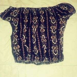 Black festival patterned crop top